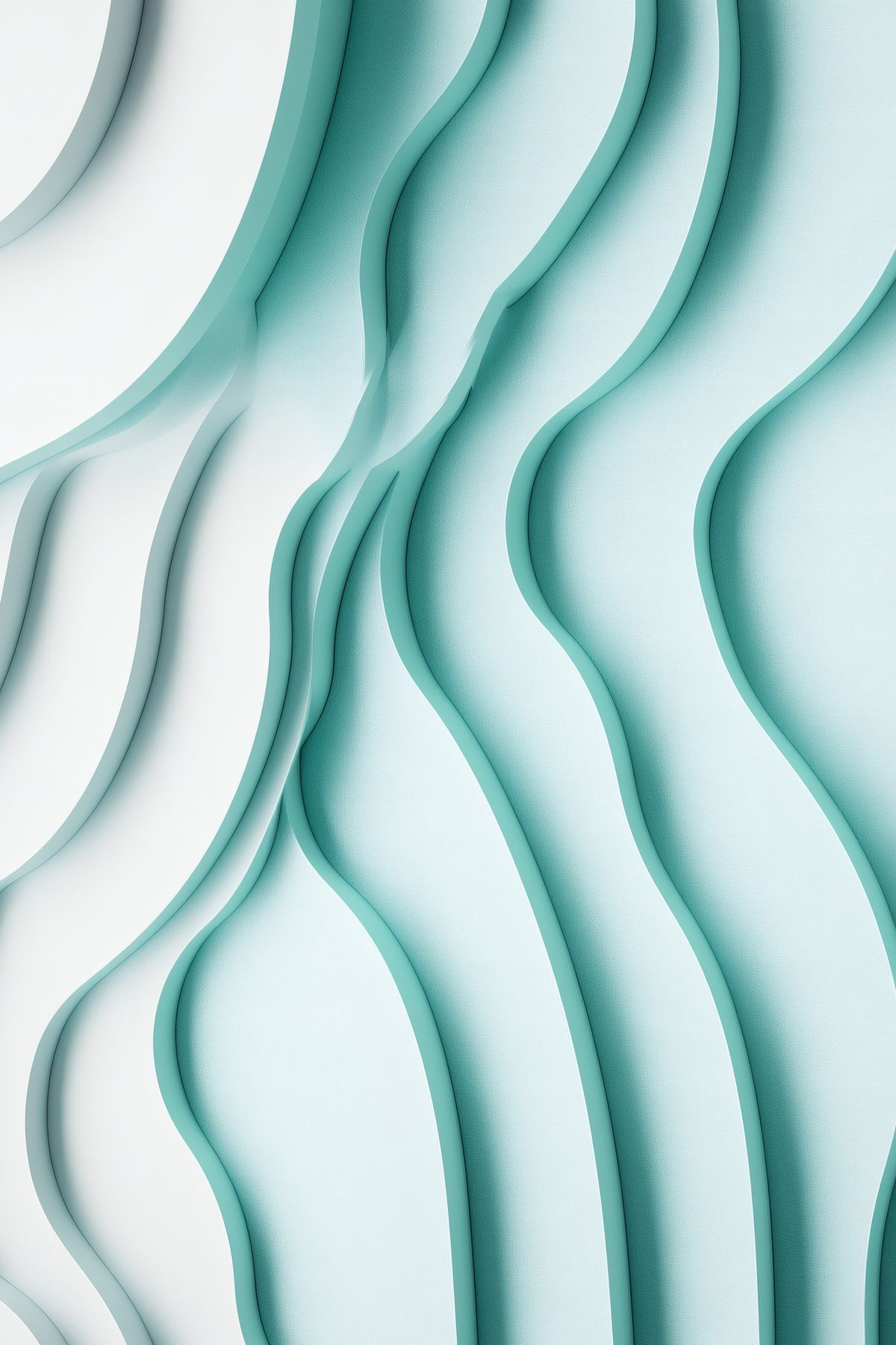 Layered white and mint wave artwork